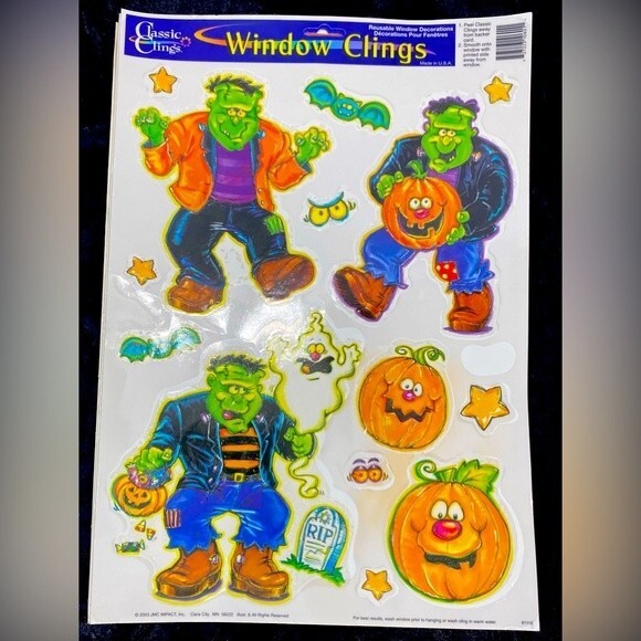 Halloween Lot Window Clings Decorations Tin Rustic Ghost Ornament Mini Pumpkin - Picture 6 of 10